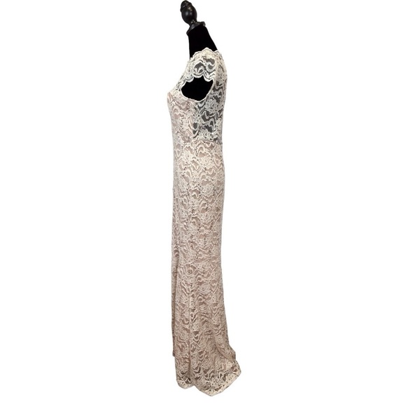 Jump Apparel Cocktail/Prom/Party Dress Juniors Cream/Nude Lace Size-11 EUC - Picture 5 of 13